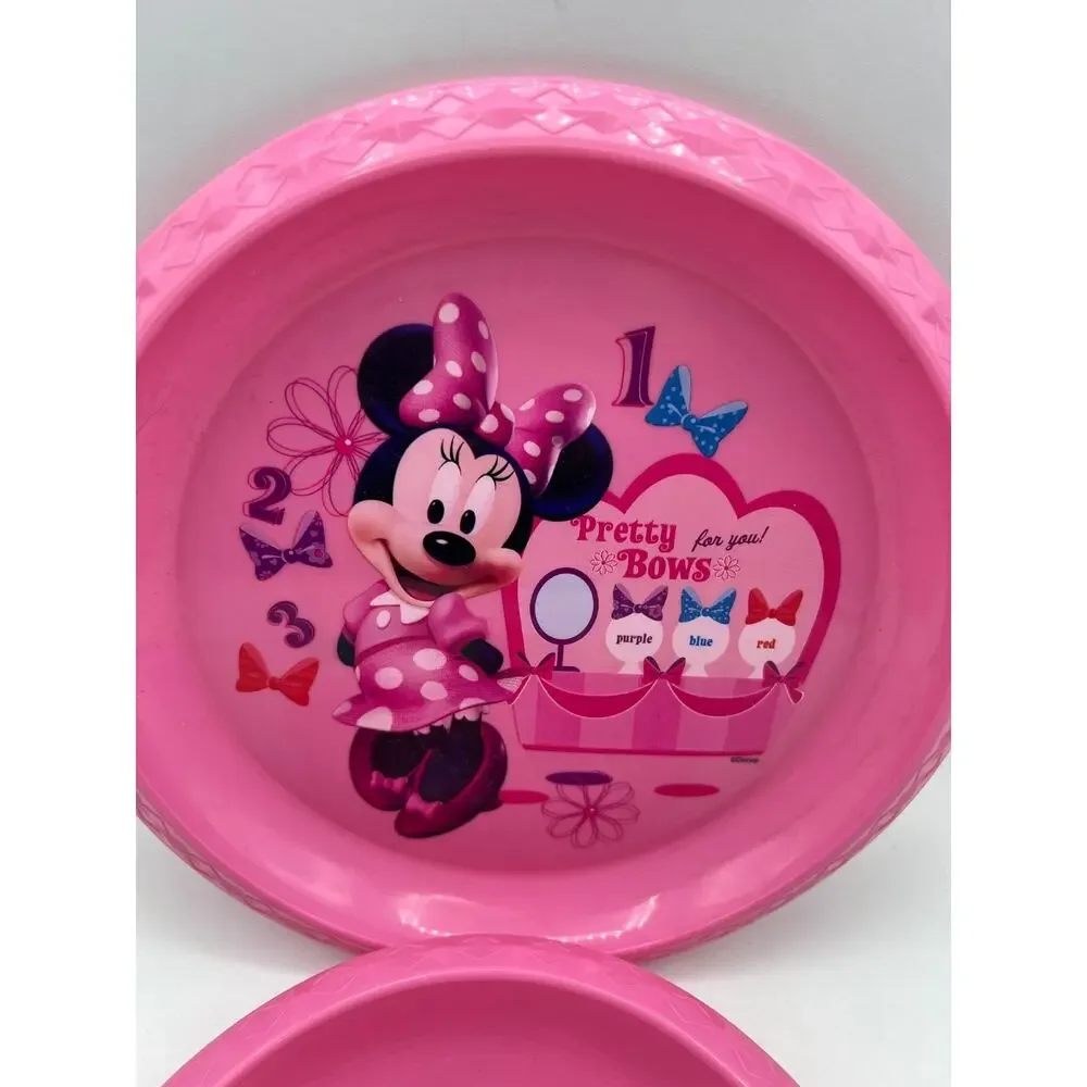 Disney Minnie Mouse Zak Designs Pink Plastic Kids Plates Bow Set of 2
